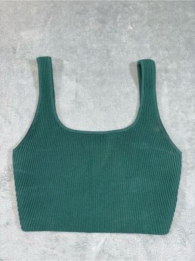 Babaton by Aritzia Sculpt Knit Squareneck Cropped Tank - Emerald Green (Size XS)